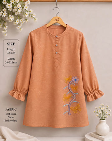 Women’s White Butterfly Rose Embroidered Cotton Shirt