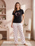 Women's  T-Shirt & Print Trouser Set – 2-Piece Nightwear