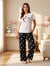 Women's  T-Shirt & Print Trouser Set – 2-Piece Nightwear