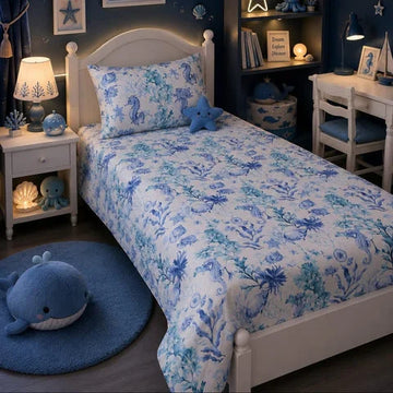 Blue Ocean Seahorse Kids Bedsheet