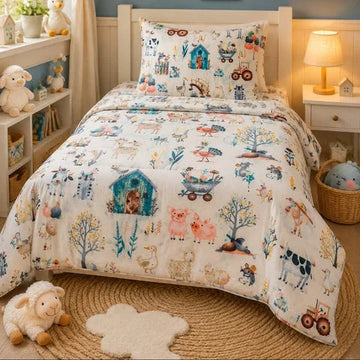 Cute Farm Animals Kids Bedsheet