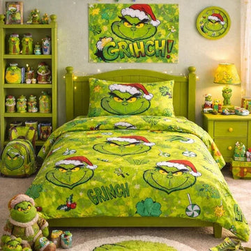 Cute Grinch Theme Kids Bedsheet